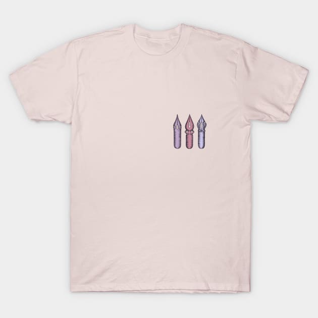 Dip Pen Nibs (Dusty Rose Palette) T-Shirt by illucalliart